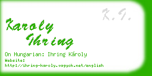 karoly ihring business card