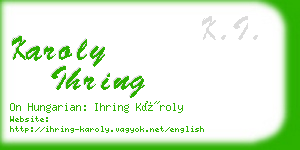 karoly ihring business card